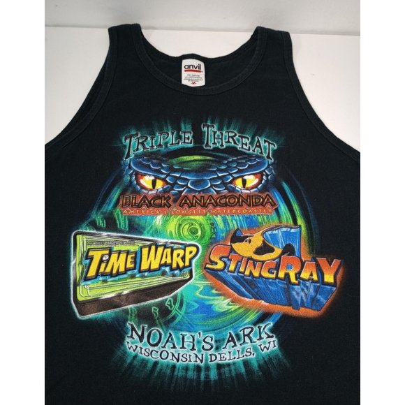 Black Anaconda Wisconsin Dells Noah’s Ark Waterpark Water slide Tank Top Sz M - Picture 1 of 7